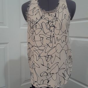 H&M Scribble frayed top